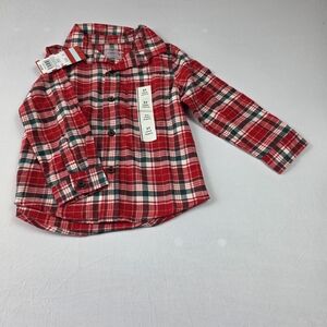 Cat & Jack Red Plaid Button-Down Shirt for Kids